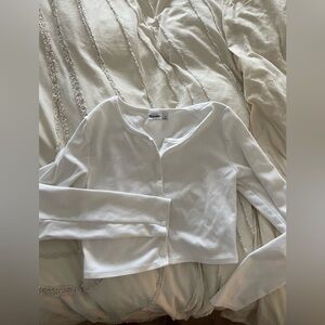 White Button-Up Cardigan shirt Aritzia